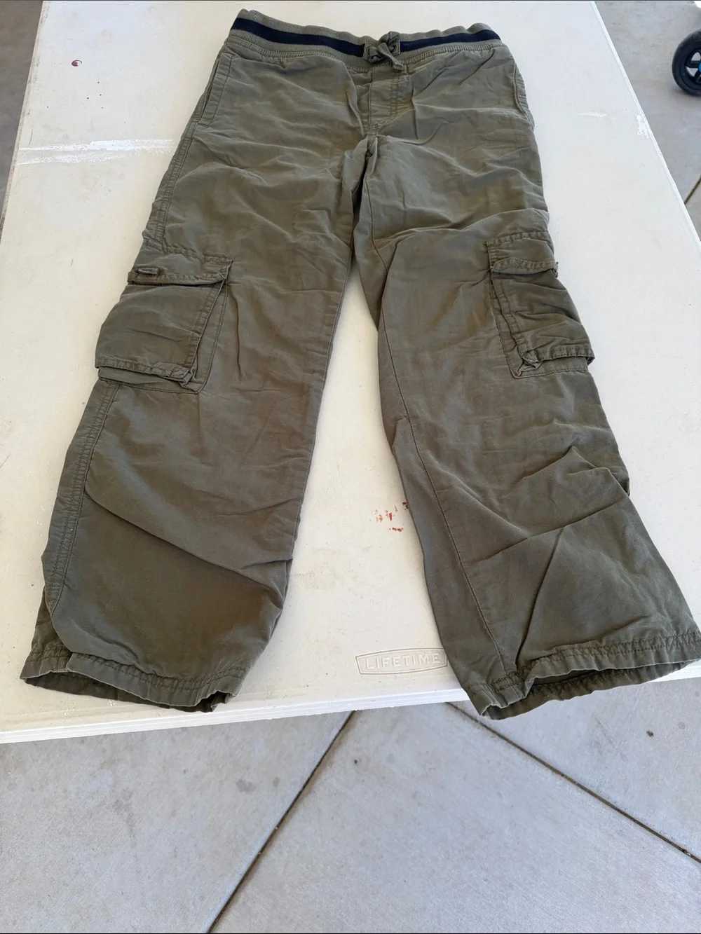 Gymboree Boys Olive Green Cargo Pants with Drawstring Waist